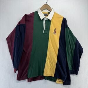 Vintage New River Rugby Shirt Men's large Colorful Striped J Riggins Rowing 90s